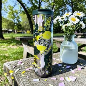 Starbucks Floral Fish Tumbler 16 oz Stainless Vacuum Bottle NWT
